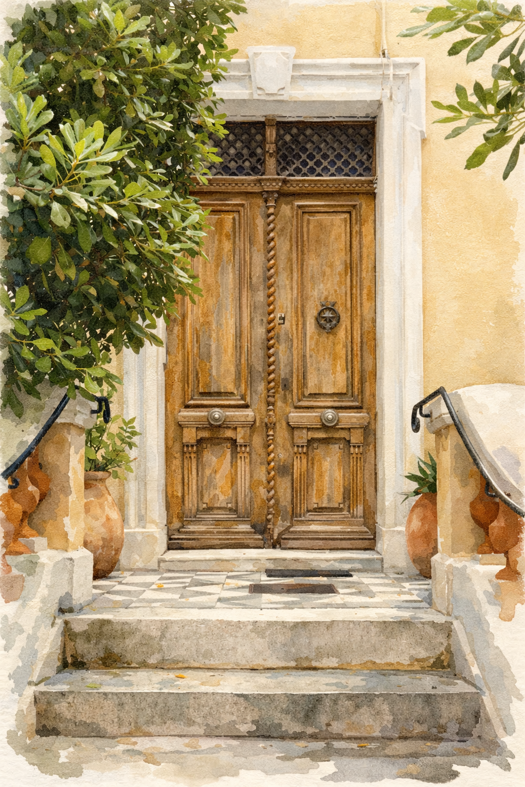 #040 Ramatuelle Wall Art Print - Mediterranean Wooden Door