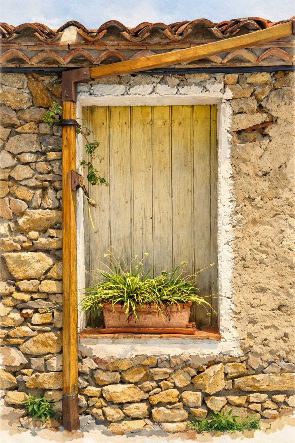 #038 Ramatuelle Wall Art Print - Rustic Mediterranean Window
