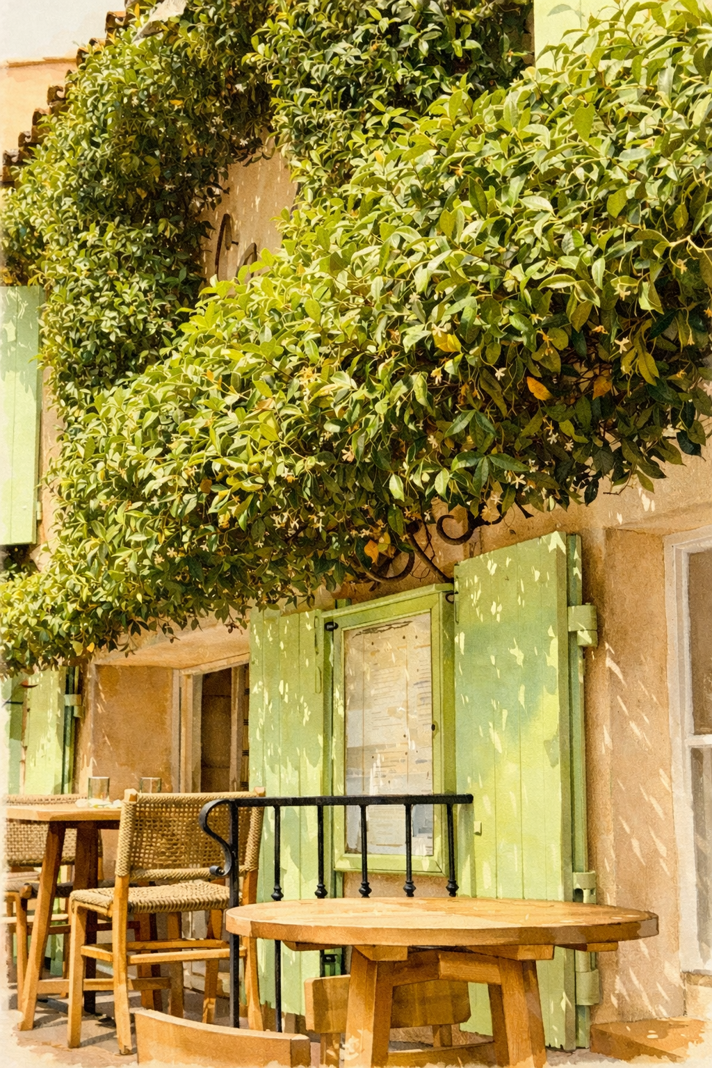 #041 Ramatuelle Wall Art Print - Mediterranean Café Terrace