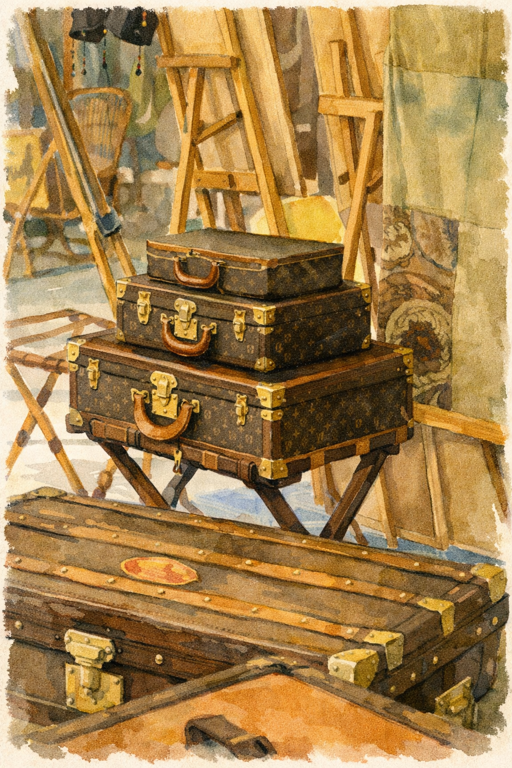 #046 Saint Tropez Wall Art Print - Vintage French Suitcases