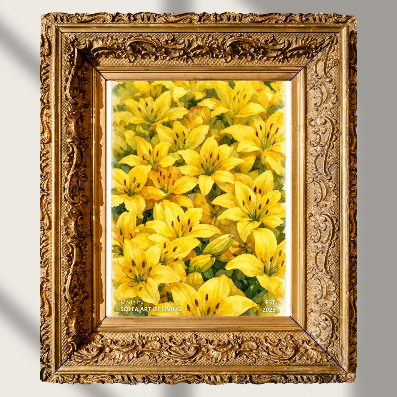 #045 Yellow Lilies in Summer Bloom Wall Art Print