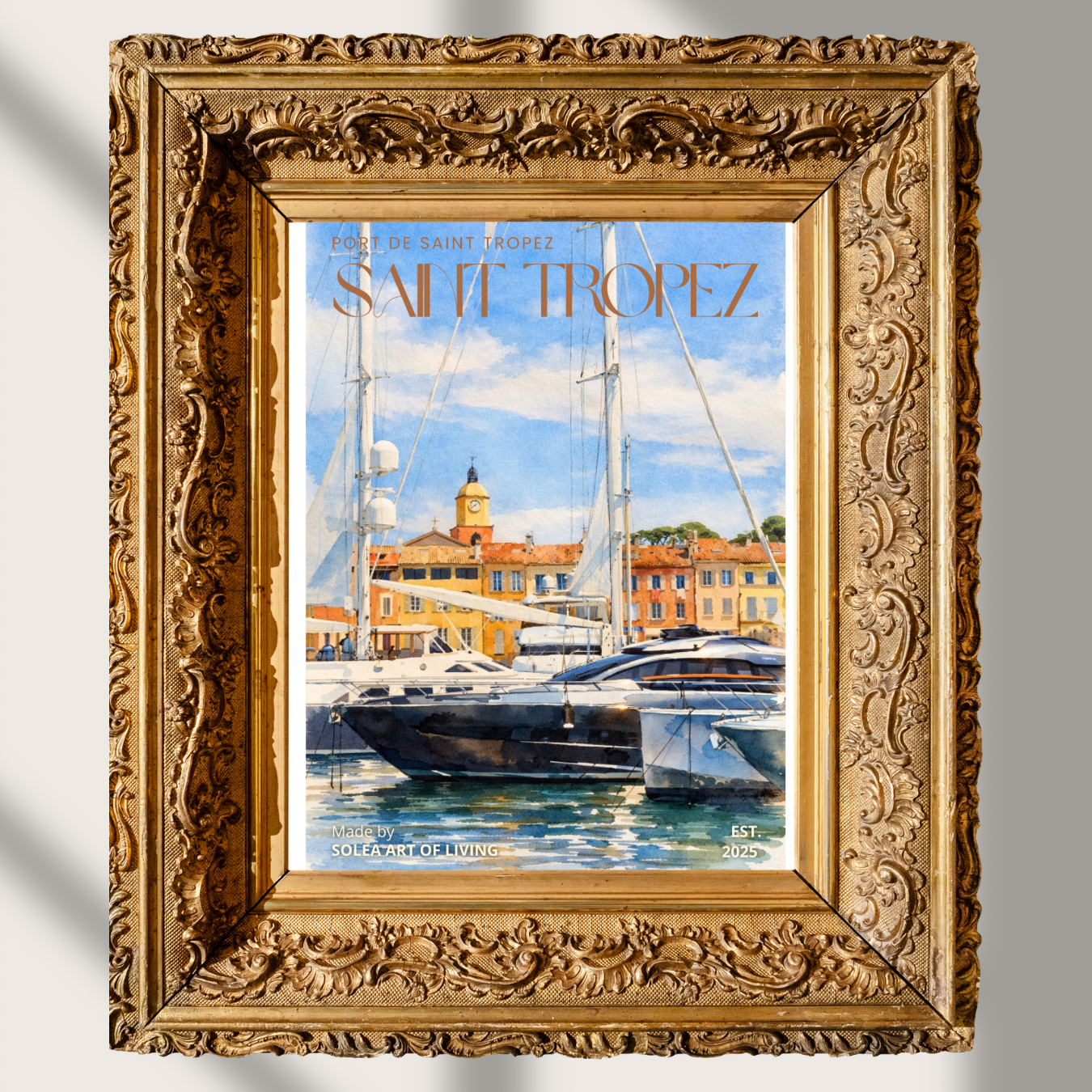 #037 Saint Tropez Wall Art Print - Mediterranean Port with Yachts