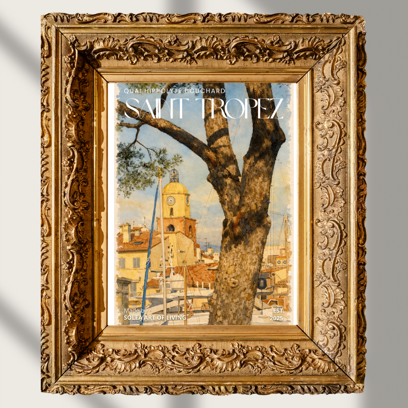 #034 Saint Tropez Wall Art Print - Quai Hippolyte Bouchard Art Print | French Riviera Wall Art