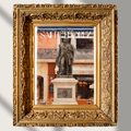#024 Saint Tropez Wall Art Print - French Riviera Watercolor Print – Saint-Tropez Statue & Café Scene Wall Art with Vintage European Charm