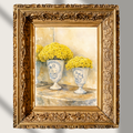 #015 Mimosa Wall Art Print - Saint-Tropez Yellow Floral Watercolor Print – Luxury Mediterranean Vase Wall Art for Elegant Home Decor