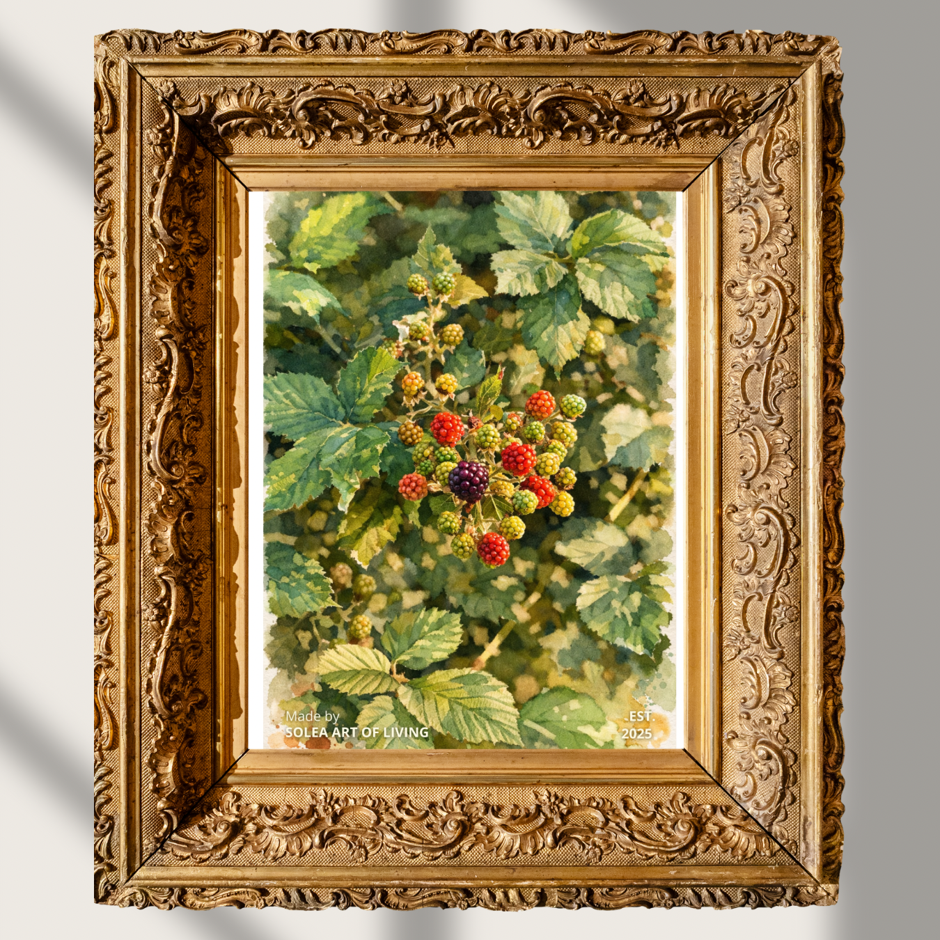 #014 Blackberry Wall Art Print - Wild Blackberry Watercolor Print – Botanical Berry Wall Art for Nature-Inspired Home Decor