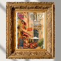 #011 Saint Tropez Wall Art Print - French Café Watercolor Print – Saint-Tropez Restaurant Street Scene Wall Art