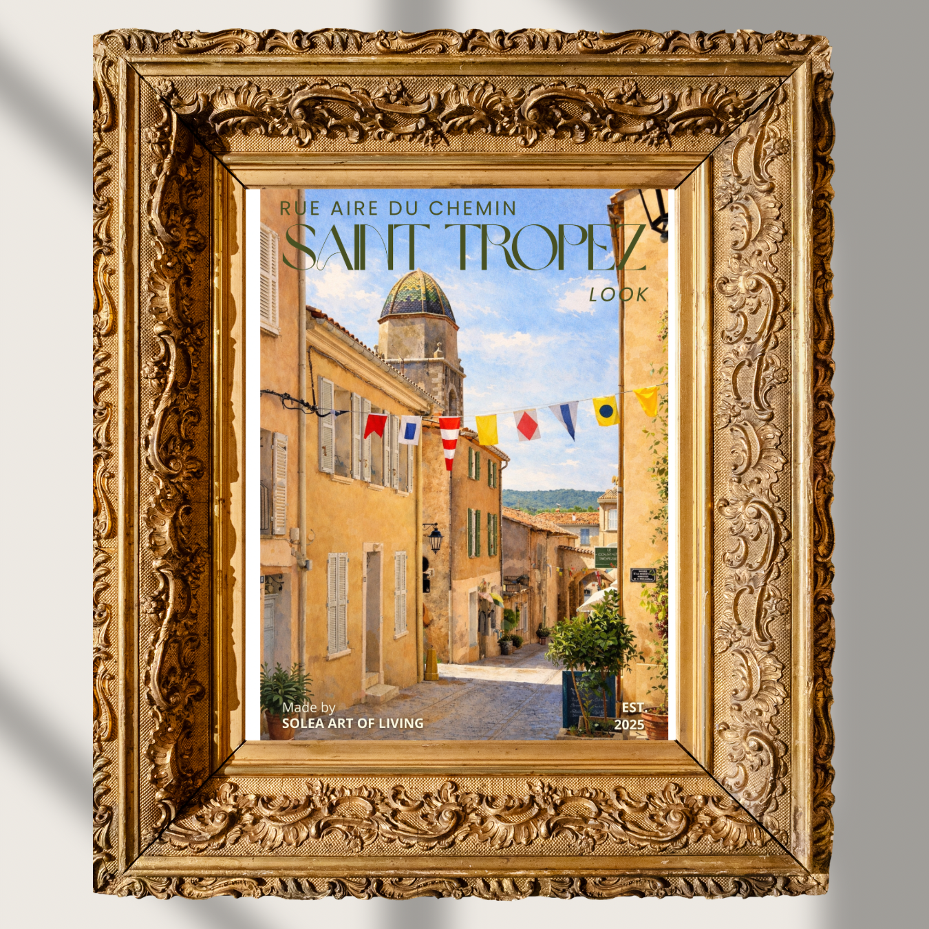 #010 Saint Tropez Wall Art Print - French Riviera Village Street Watercolor Print – Provençal Mediterranean Wall Art