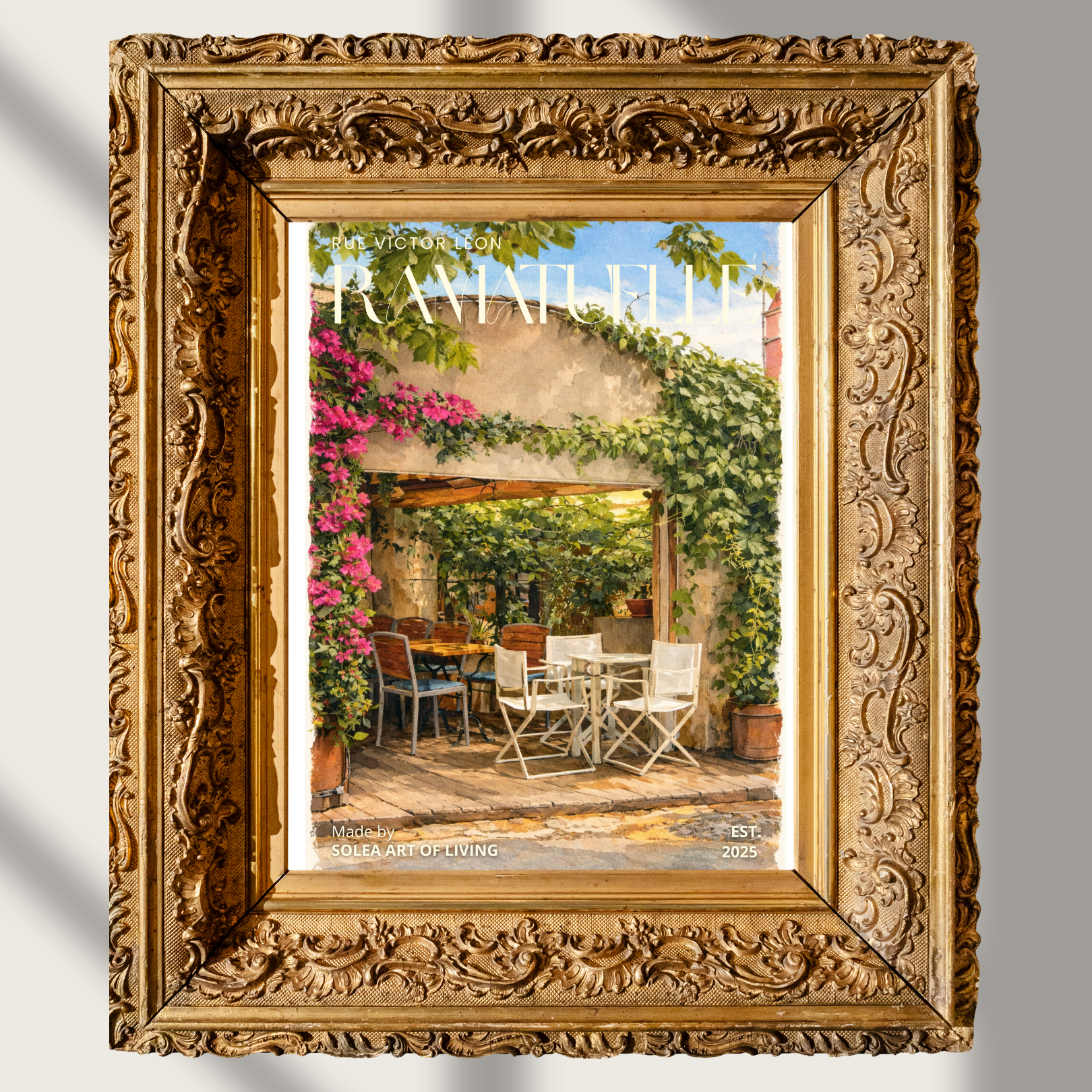 #050 Ramatuelle Wall Art Print - South of Sunny French Café Terrace