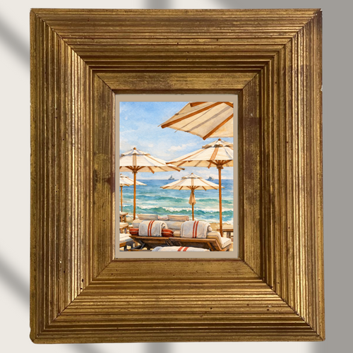 #006 Ramatuelle Wall Art Print - Luxury Beach Watercolor Print – Coastal Umbrellas & Mediterranean Summer Wall Art