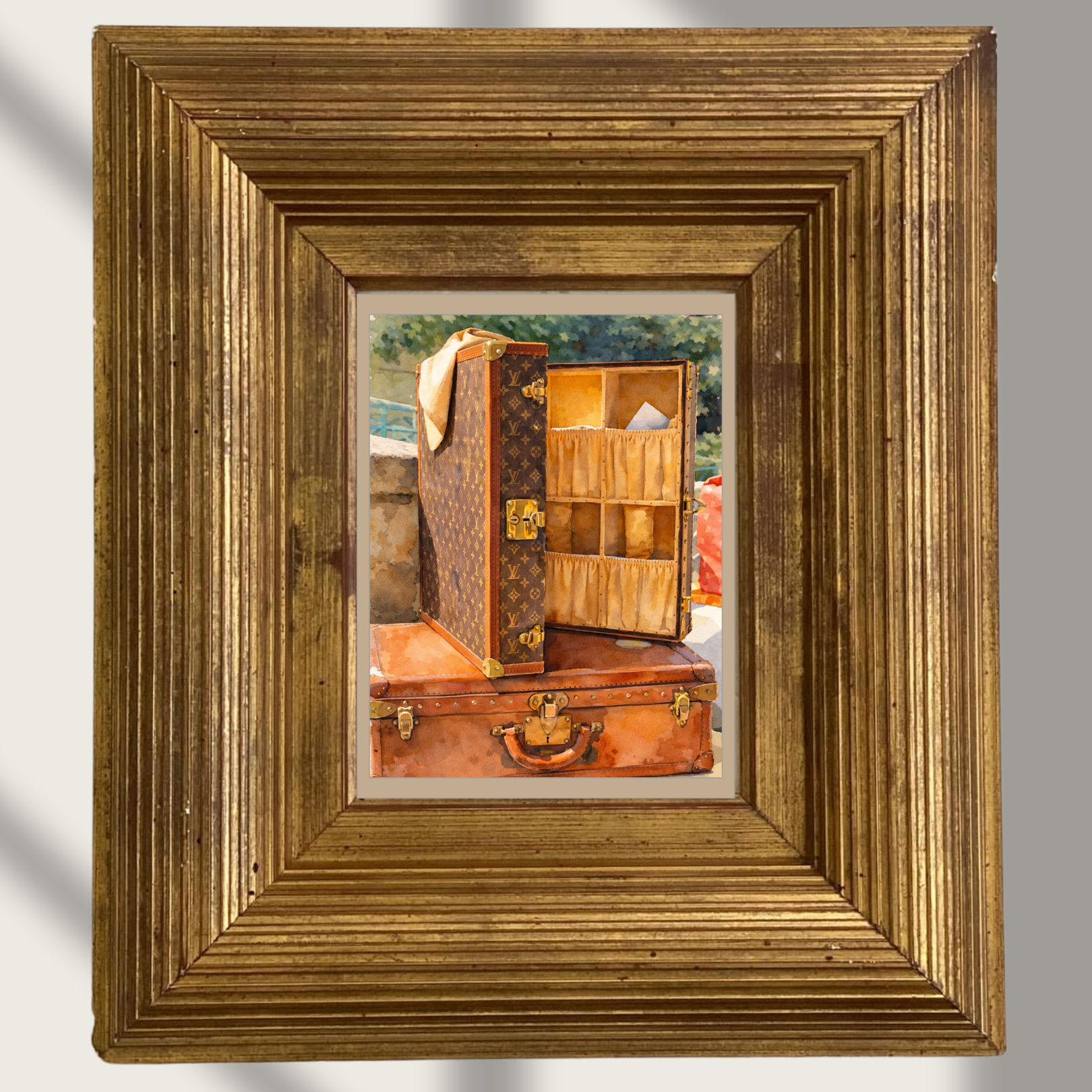 #051 Saint Tropez Wall Art Print - Vintage Suitcase Watercolor Poster – Luxury Travel Decoration in Warm Shades | Classic Wall Art