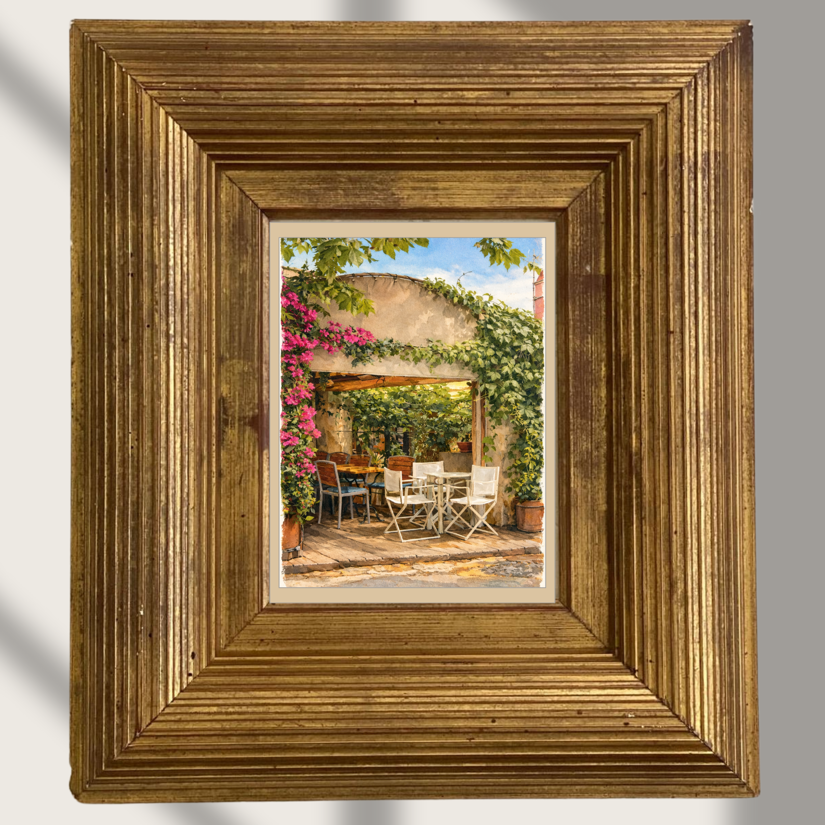 #050 Ramatuelle Wall Art Print - South of Sunny French Café Terrace