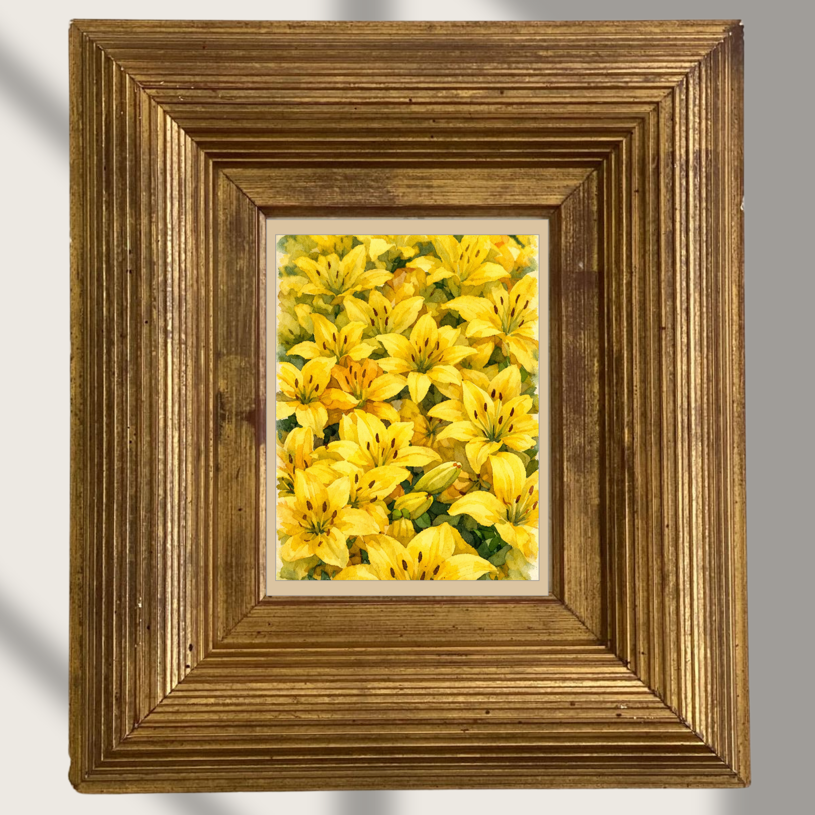 #045 Yellow Lilies in Summer Bloom Wall Art Print