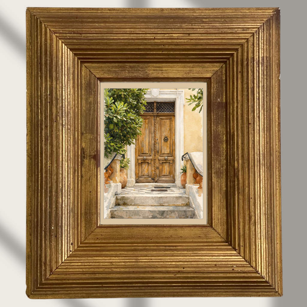 #040 Ramatuelle Wall Art Print - Mediterranean Wooden Door
