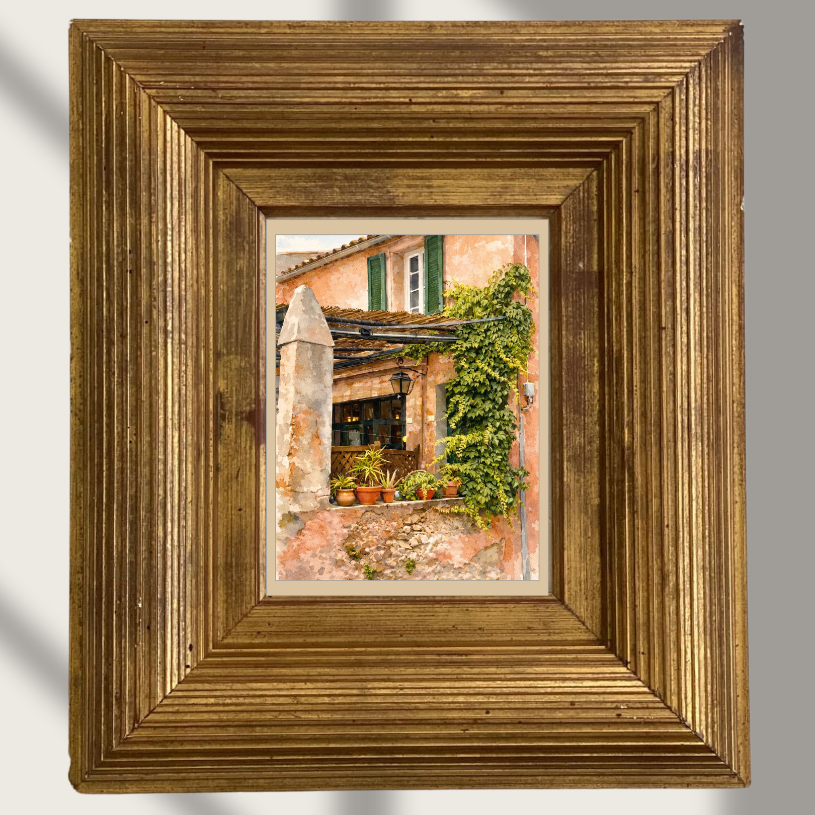 #039 Ramatuelle Wall Art Print - Mediterranean Facade with Ivy