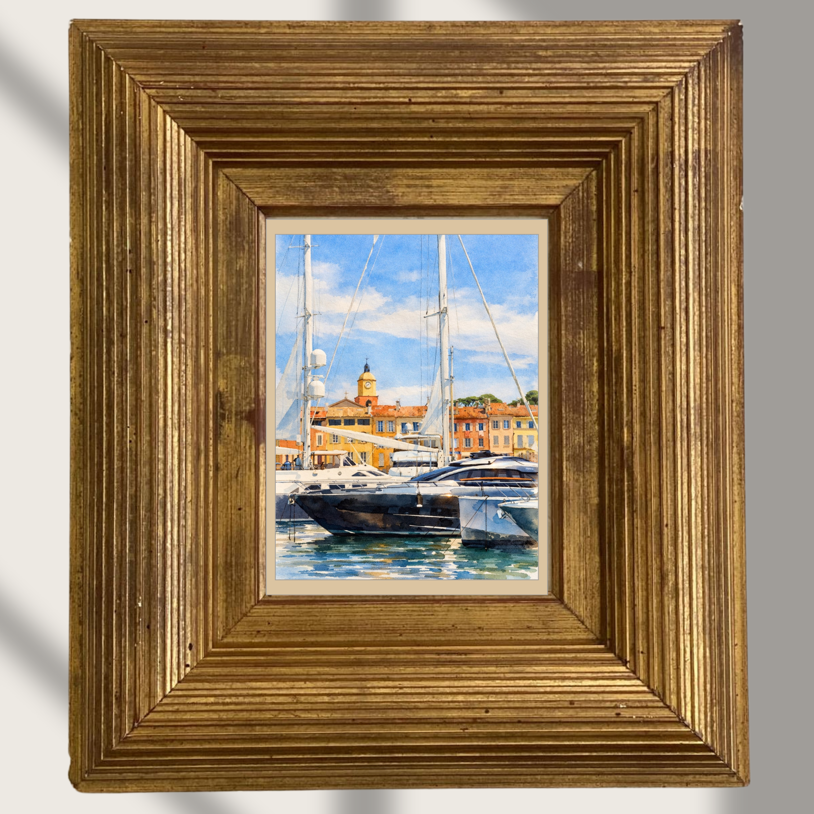 #037 Saint Tropez Wall Art Print - Mediterranean Port with Yachts