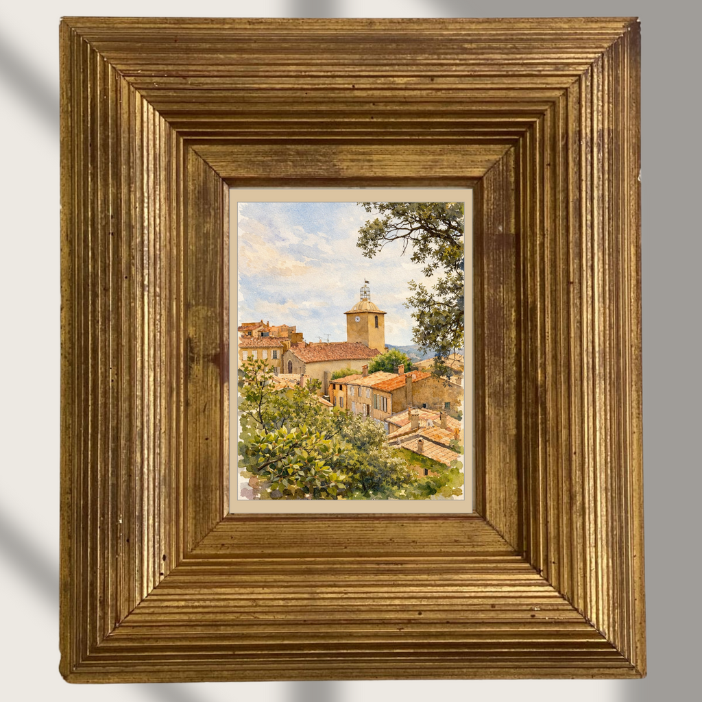 #027 Ramatuelle Wall Art Print- Provence Village Watercolor Print – Mediterranean Countryside Wall Art with Timeless French Charm