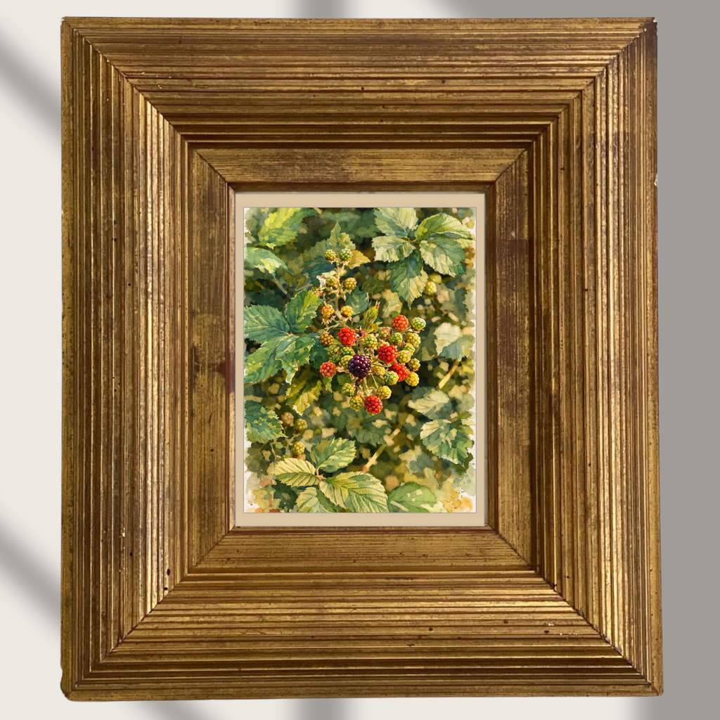 #014 Blackberry Wall Art Print - Wild Blackberry Watercolor Print – Botanical Berry Wall Art for Nature-Inspired Home Decor