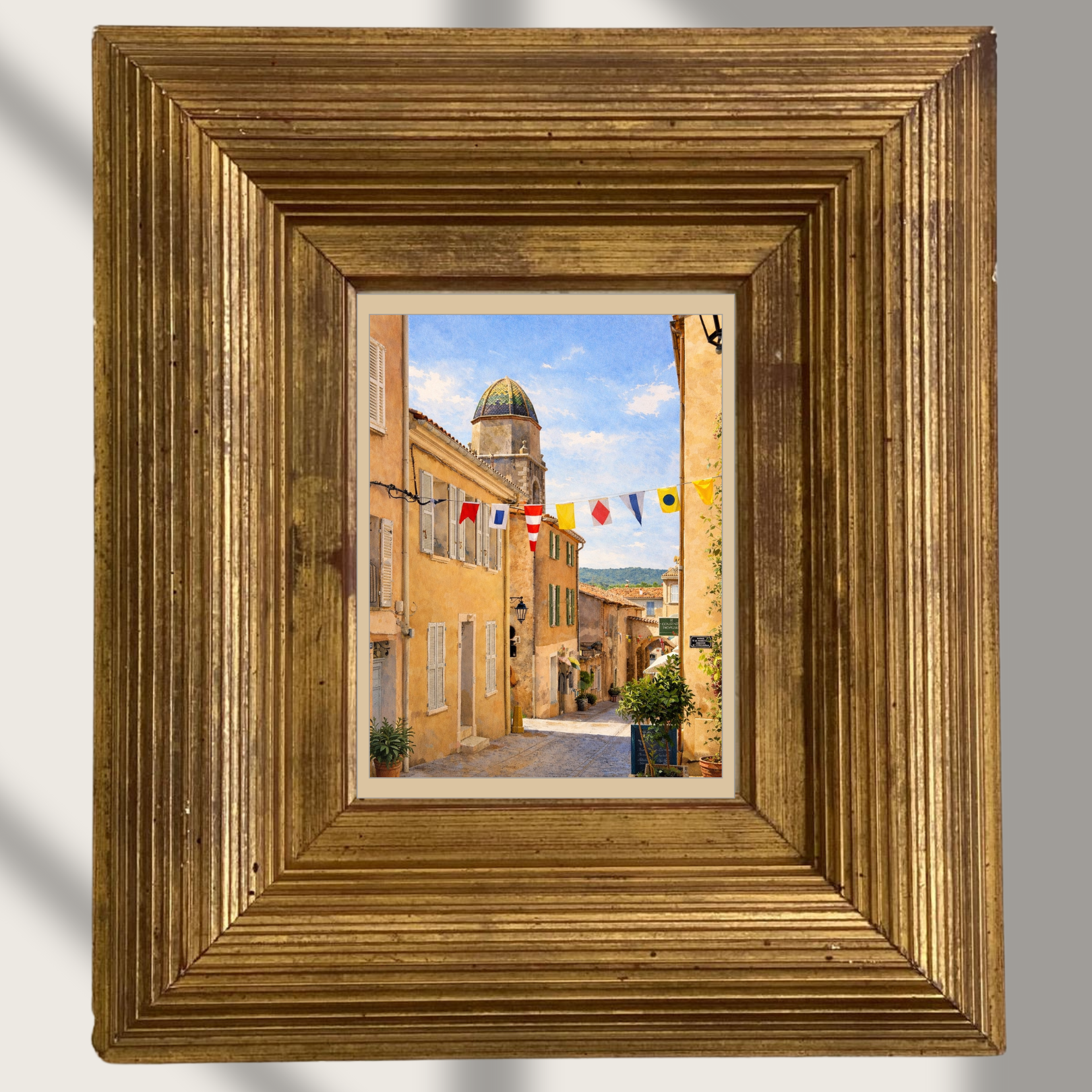 #010 Saint Tropez Wall Art Print - French Riviera Village Street Watercolor Print – Provençal Mediterranean Wall Art