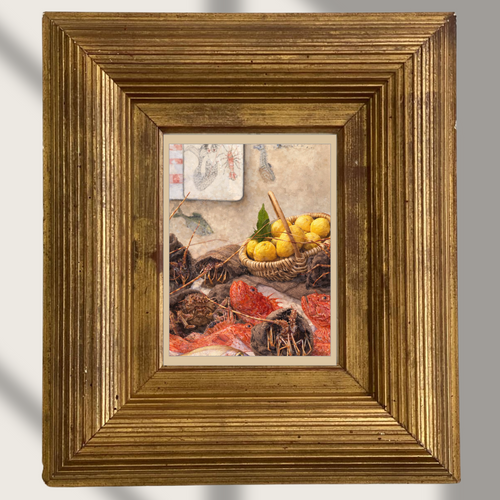 #008 Saint Tropez Wall Art Print - Mediterranean Seafood Market Watercolor Print – Coastal Still Life Wall Art with Fresh Fish & Lemons