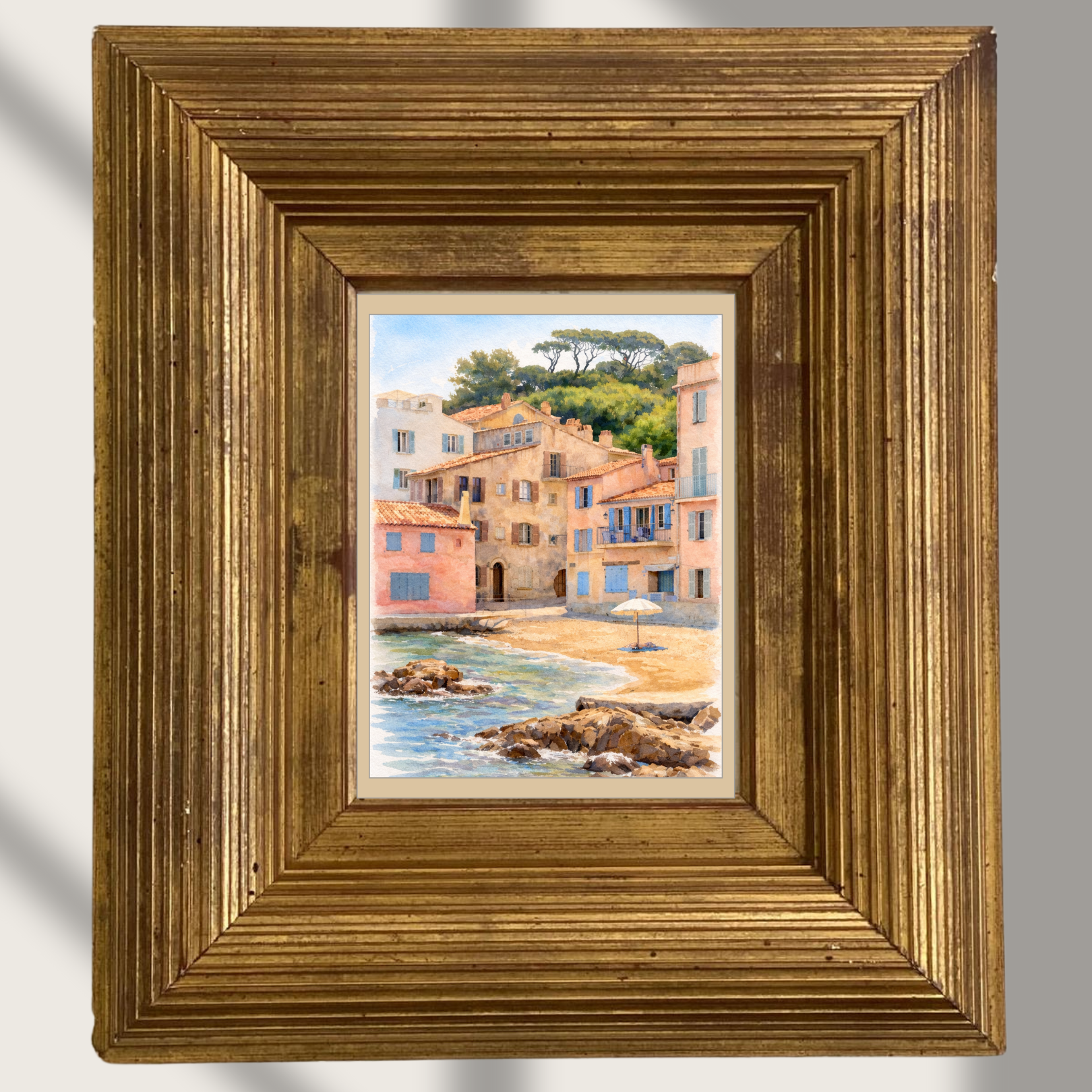 #007 Saint Tropez Wall Art Print - French Riviera Coastal Village Watercolor Print – Mediterranean Beach House Wall Art