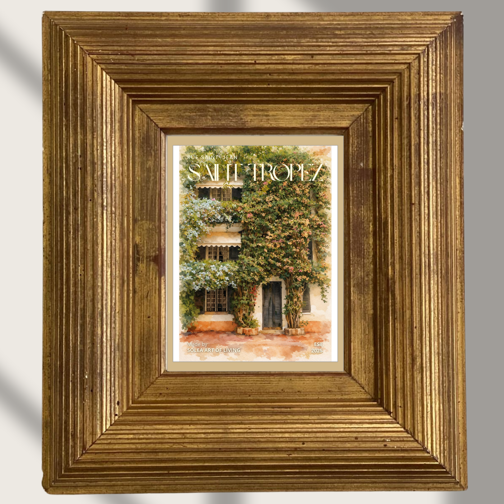 #054 Saint Tropez Wall Art Print - Romantic European House Watercolor Poster – Vintage Floral Wall Art Print